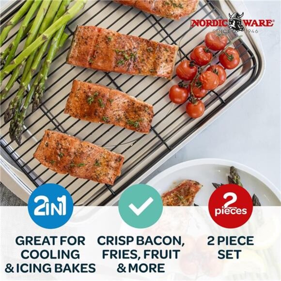 Nordic Ware Oven Crisp Baking Tray, 17.10 x 12.40 x 1.40 inches, Natural - Picture 3 of 7
